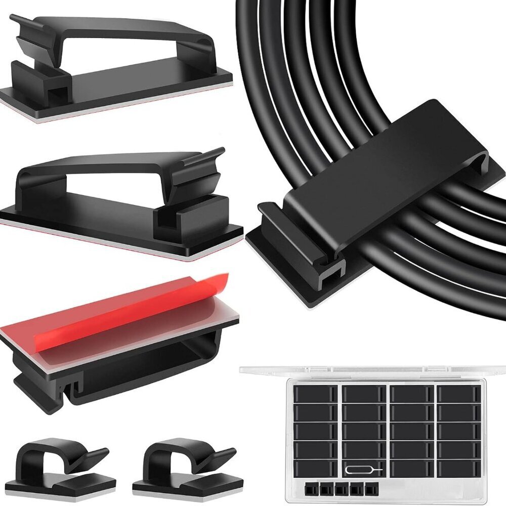 Cable Management Clips, Large Cord Clips for Under Desk Wire Management, Adhesiv